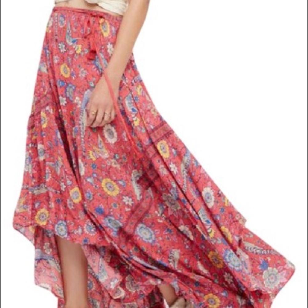 Spell Collective pink lovebird maxi skirt